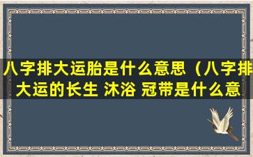 八字排大运胎是什么意思（八字排大运的长生 沐浴 冠带是什么意思）